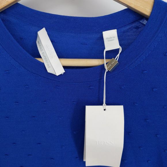 Hugo Boss Fineen Merino Dot Jacquard Sweater Blue - Picture 2 of 5